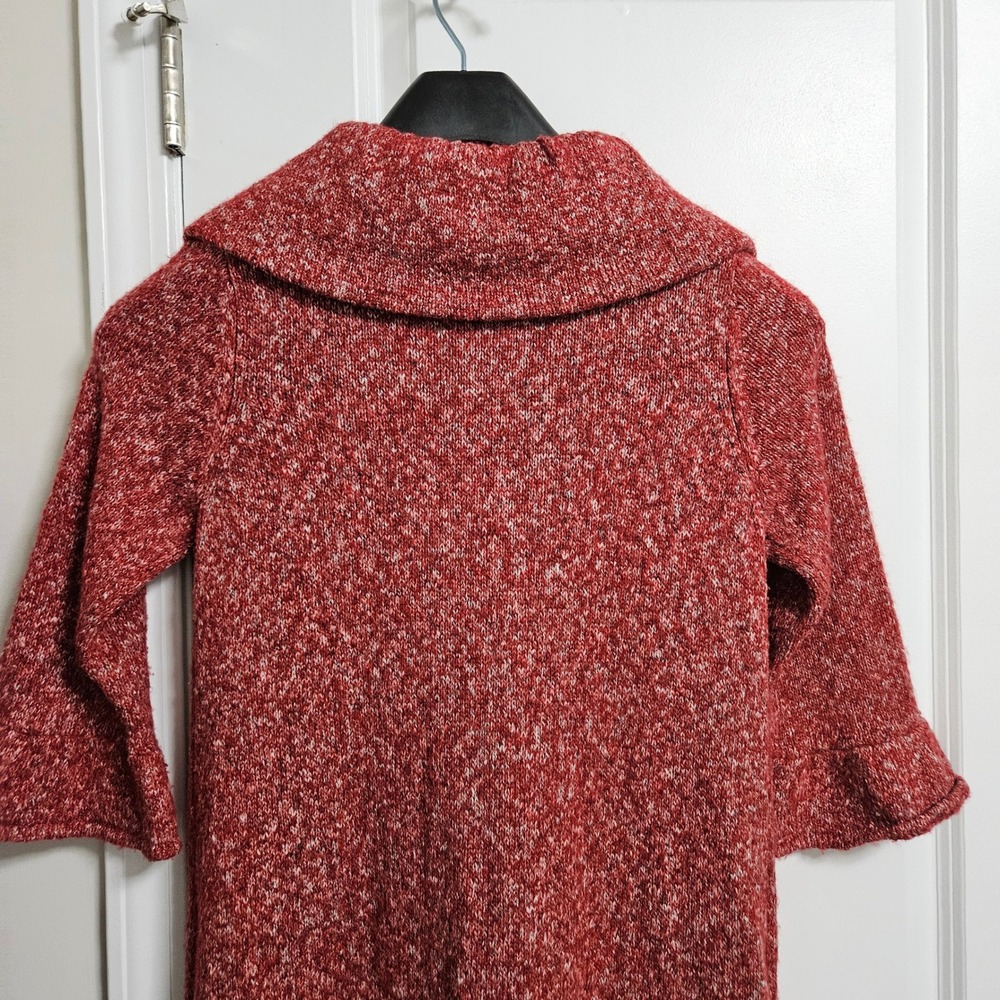Fever Retro Cardigan Dress Womens Med Red Marled Peter Pan Collar Bell Sleeve - Picture 10 of 11